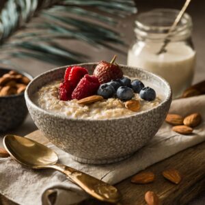 Oatmeal with Almond Milk and Berries