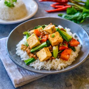 Stir-Fried Tofu with Vegetables and Rice