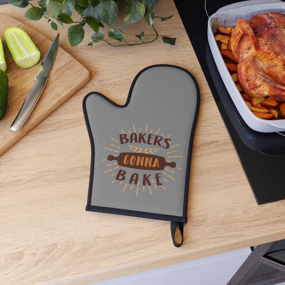 Oven Glove, Bakers Gonna Bake- Gray - Image 5